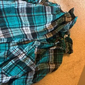 Teal and Black Plaid Shirt